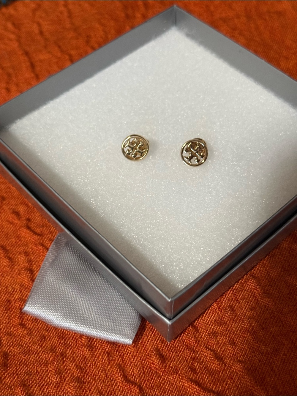 Tory Burch Small Gold Logo Stud Earrings